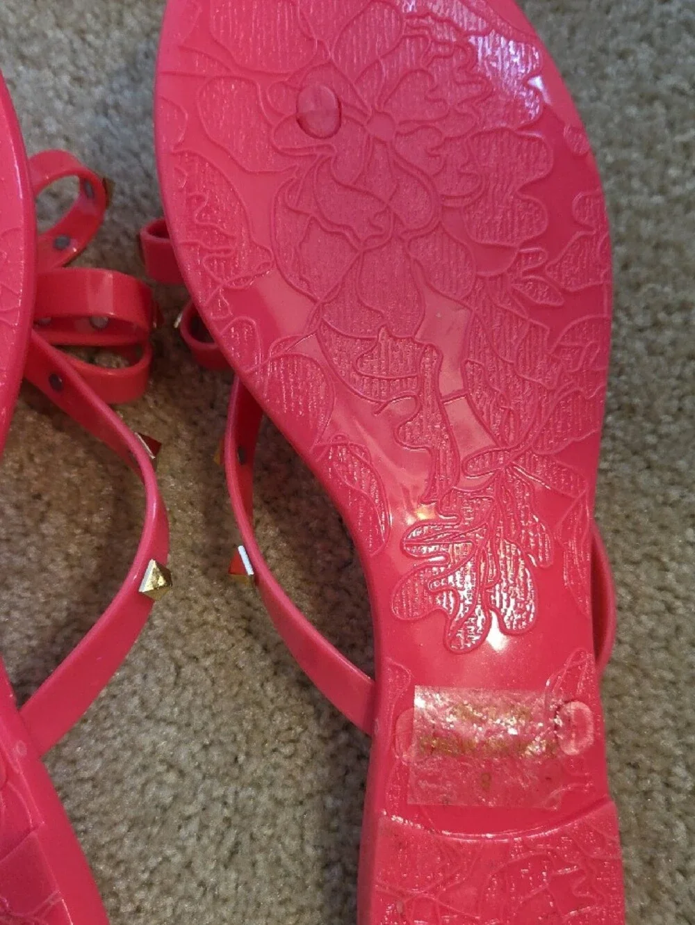 NEW Hot Pink Bow Jelly Sandals with Gold Rockstar Studs